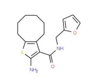 2-Amino-N-(2-furylmethyl)-4,5,6,7,8,9-hexahydrocycloocta[b]thiophene-3-carboxamide - chemical structure image