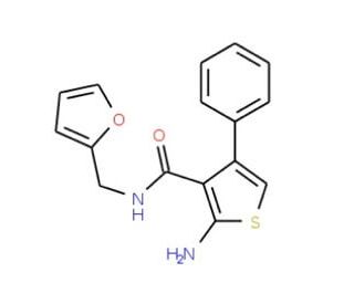 2-Amino-N-(2-furylmethyl)-4-phenylthiophene-3-carboxamide - chemical structure image