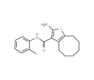 2-Amino-N-(2-methylphenyl)-4,5,6,7,8,9-hexahydrocycloocta[b]thiophene-3-carboxamide - chemical structure image