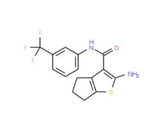2-Amino-N-[3-(trifluoromethyl)phenyl]-5,6-dihydro-4H-cyclopenta[b]thiophene-3-carboxamide - chemical structure image