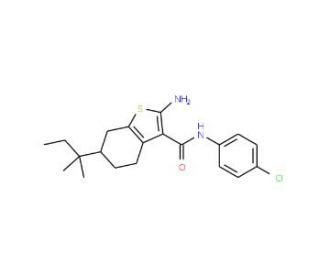 2-Amino-N-(4-chlorophenyl)-6-(1,1-dimethylpropyl)-4,5,6,7-tetrahydro-1-benzothiophene-3-carboxamide - chemical structure imag