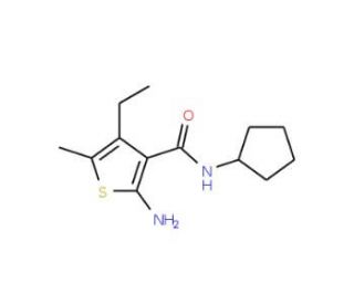 2-Amino-N-cyclopentyl-4-ethyl-5-methylthiophene-3-carboxamide - chemical structure image
