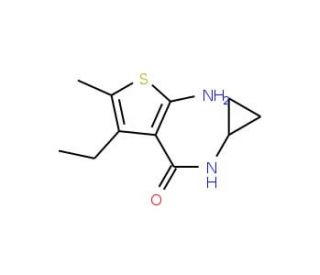 2-Amino-N-cyclopropyl-4-ethyl-5-methylthiophene-3-carboxamide - chemical structure image