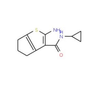 2-Amino-N-cyclopropyl-5,6-dihydro-4H-cyclopenta-[b]thiophene-3-carboxamide - chemical structure image