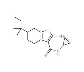 2-Amino-N-cyclopropyl-6-(1,1-dimethylpropyl)-4,5,6,7-tetrahydro-1-benzothiophene-3-carboxamide - chemical structure image