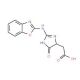 [2-(Benzooxazol-2-ylamino)-5-oxo-4,5-dihydro-3H-imidazol-4-yl]-acetic acid - chemical structure image