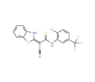 2-Benzothiazol-2-yl-3-(2-chloro-5-trifluoromethyl-phenylamino)-3-mercapto-acrylonitrile - chemical structure image