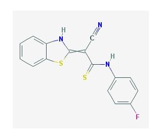 2-Benzothiazol-2-yl-3-(4-fluoro-phenylamino)-3-mercapto-acrylonitrile - chemical structure image