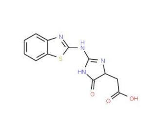 [2-(Benzothiazol-2-ylamino)-5-oxo-4,5-dihydro-3H-imidazol-4-yl]-acetic acid (CAS 436811-21-1) - chemical structure image