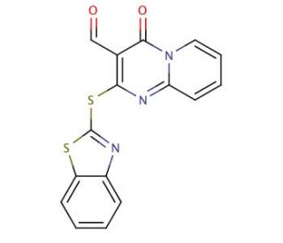 2-(Benzothiazol-2-ylsulfanyl)-4-oxo-4H-pyrido[1,2-a]pyrimidine-3-carbaldehyde - chemical structure image