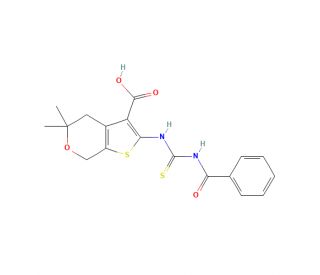 2-(Benzoylcarbamothioylamino)-5,5-dimethyl-4,7-dihydrothieno[2,3-c]pyran-3-carboxylic Acid (CAS 314042-01-8) - chemical struc