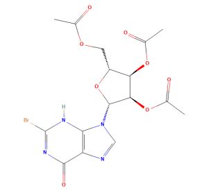 2-Bromo-2&prime;,3&prime;,5&prime;-tri-O-acetylinosine (CAS 41623-91-0) - chemical structure image