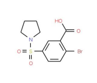 2-bromo-5-(pyrrolidin-1-ylsulfonyl)benzoic acid - chemical structure image
