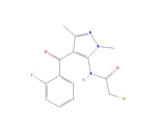 2-Bromo-N-[4-(2-fluorobenzoyl)-1,3-dimethyl-1H-pyrazol-5-yl]-acetamide (CAS 63960-69-0) - chemical structure image