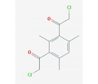 2-Chloro-1-[3-(2-chloro-acetyl)-2,4,6-trimethyl-phenyl]-ethanone (CAS 156641-43-9) - chemical structure image