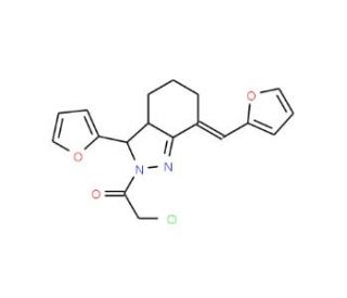 2-Chloro-1-(3-furan-2-yl-7-furan-2-ylmethylene-3,3a,4,5,6,7-hexahydro-indazol-2-yl)-ethanone - chemical structure image