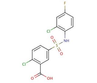 2-chloro-5-{[(2-chloro-4-fluorophenyl)amino]sulfonyl}benzoic acid - chemical structure image