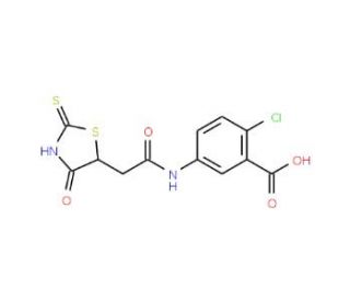 2-Chloro-5-{[(2-mercapto-4-oxo-4,5-dihydro-1,3-thiazol-5-yl)acetyl]amino}benzoic acid - chemical structure image