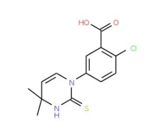 2-Chloro-5-(2-mercapto-4,4-dimethylpyrimidin-1(4H)-yl)benzoic acid - chemical structure image