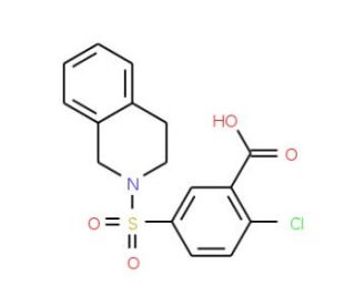 2-Chloro-5-(3,4-dihydro-1H-isoquinoline-2-sulfonyl)-benzoic acid - chemical structure image