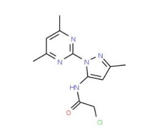 2-Chloro-N-[2-(4,6-dimethyl-pyrimidin-2-yl)-5-methyl-2H-pyrazol-3-yl]-acetamide - chemical structure image