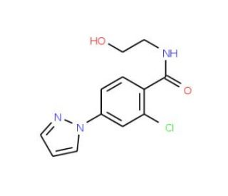 2-Chloro-N-(2-hydroxyethyl)-4-(1H-pyrazol-1-yl)-benzamide - chemical structure image