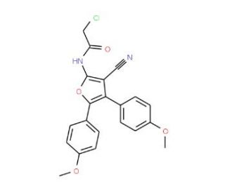 2-Chloro-N-[3-cyano-4,5-bis-(4-methoxy-phenyl)-furan-2-yl]-acetamide - chemical structure image