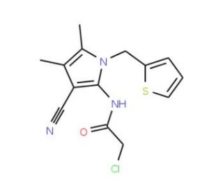2-chloro-N-[3-cyano-4,5-dimethyl-1-(thien-2-ylmethyl)-1H-pyrrol-2-yl]acetamide - chemical structure image