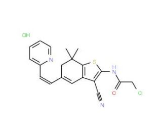 2-chloro-N-{3-cyano-7,7-dimethyl-5-[2-pyridin-2-ylvinyl]-6,7-dihydro-1-benzothien-2-yl}acetamide hydrochloride - chemical str