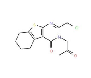 2-(chloromethyl)-3-(2-oxopropyl)-5,6,7,8-tetrahydro[1]benzothieno[2,3-d]pyrimidin-4(3H)-one - chemical structure image