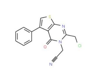 [2-(chloromethyl)-4-oxo-5-phenylthieno[2,3-d]pyrimidin-3(4H)-yl]acetonitrile - chemical structure image