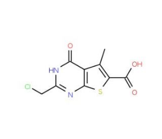 2-(chloromethyl)-5-methyl-4-oxo-3,4-dihydrothieno[2,3-d]pyrimidine-6-carboxylic acid - chemical structure image