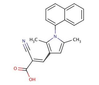 2-cyano-3-[2,5-dimethyl-1-(1-naphthyl)-1H-pyrrol-3-yl]acrylic acid - chemical structure image