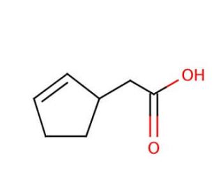 2-Cyclopentene-1-acetic acid (CAS 13668-61-6) - chemical structure image