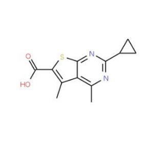 2-cyclopropyl-4,5-dimethylthieno[2,3-d]pyrimidine-6-carboxylic acid - chemical structure image