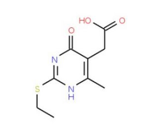 (2-Ethylsulfanyl-4-methyl-6-oxo-1,6-dihydro-pyrimidin-5-yl)-acetic acid - chemical structure image