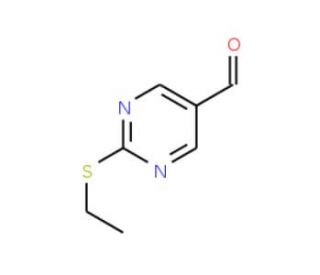 2-Ethylsulfanyl-pyrimidine-5-carbaldehyde (CAS 876890-28-7) - chemical structure image