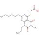 [(2-hexyl-6-methyl-5,7-dioxo-8-propyl-5,6,7,8-tetrahydropyrimido[4,5-d]pyrimidin-4-yl)thio]acetic acid - chemical structure i