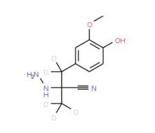 2-Hydrazino-&alpha;-(4-hydroxy-3-methoxybenzyl)propionitrile-d5 (CAS 1189658-77-2) - chemical structure image