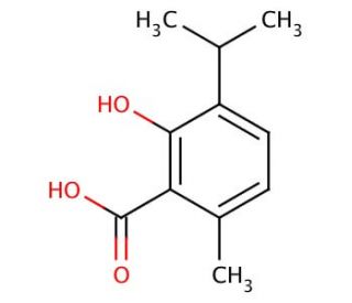 2-Hydroxy-3-isopropyl-6-methylbenzoic acid (CAS 548-51-6) - chemical structure image