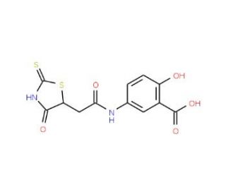 2-Hydroxy-5-{[(2-mercapto-4-oxo-4,5-dihydro-1,3-thiazol-5-yl)acetyl]amino}benzoic acid - chemical structure image