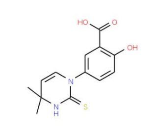 2-Hydroxy-5-(2-mercapto-4,4-dimethylpyrimidin-1(4H)-yl)benzoic acid - chemical structure image