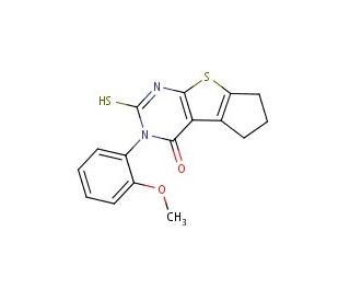 2-mercapto-3-(2-methoxyphenyl)-3,5,6,7-tetrahydro-4H-cyclopenta[4,5]thieno[2,3-d]pyrimidin-4-one - chemical structure image