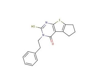 2-mercapto-3-(2-phenylethyl)-3,5,6,7-tetrahydro-4H-cyclopenta[4,5]thieno[2,3-d]pyrimidin-4-one - chemical structure image