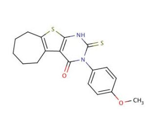 2-Mercapto-3-(4-methoxy-phenyl)-3,5,6,7,8,9-hexahydro-10-thia-1,3-diaza-benzo[a]azulen-4-one - chemical structure image