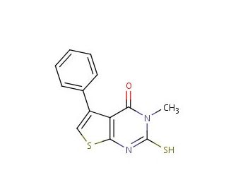2-Mercapto-3-methyl-5-phenyl-3H-thieno[2,3-d]pyrimidin-4-one (CAS 132605-23-3) - chemical structure image
