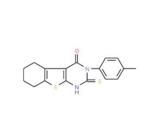 2-Mercapto-3-p-tolyl-5,6,7,8-tetrahydro-3H-benzo[4,5]thieno[2,3-d]pyrimidin-4-one (CAS 59898-69-0) - chemical structure image