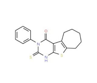 2-Mercapto-3-phenyl-3,5,6,7,8,9-hexahydro-10-thia-1,3-diaza-benzo[a]azulen-4-one (CAS 59898-71-4) - chemical structure image