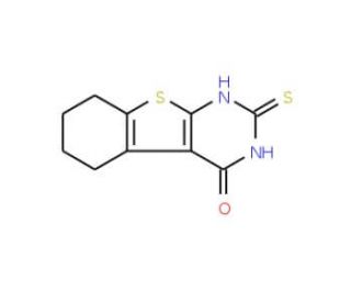 2-Mercapto-5,6,7,8-tetrahydro-3H-benzo[4,5]thieno[2,3-d]pyrimidin-4-one (CAS 38201-60-4) - chemical structure image