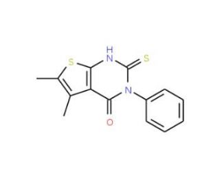 2-Mercapto-5,6-dimethyl-3-phenyl-3H-thieno[2,3-d]pyrimidin-4-one (CAS 59898-64-5) - chemical structure image